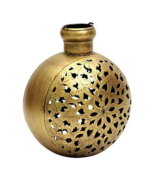 Orbit Art Gallery Gold Iron Flower Vase - Vintage Antique Decor (12 Inches)