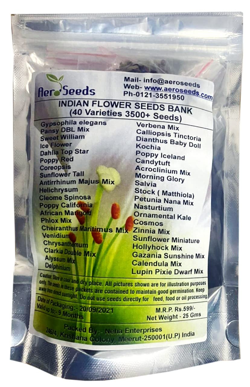 Aero Seeds Flowering Plant Seeds (40 Varieties) - Combo Pack