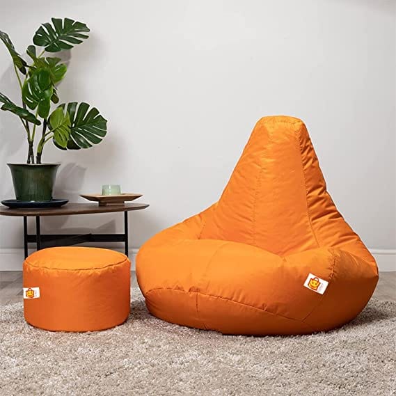 Kushuvi Faux Leather Bean Bag With Beans & Footrest