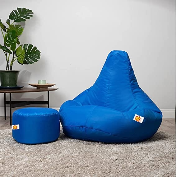 Kushuvi Bean Bag Filled With Beans & Stool (Faux Leather)