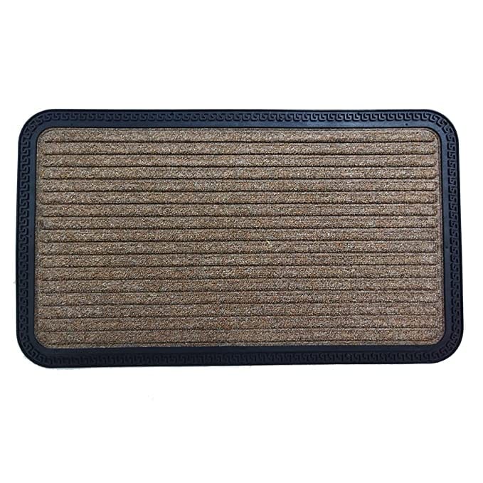 Mats Avenue PP and Rubber Backed Striped Patterned Door Mat (40x70cm), Light Brown