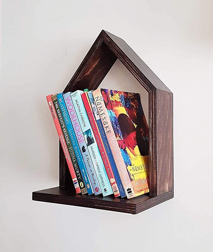 Lycka Birch Wood Hut Shape Wall Mounted Shelves