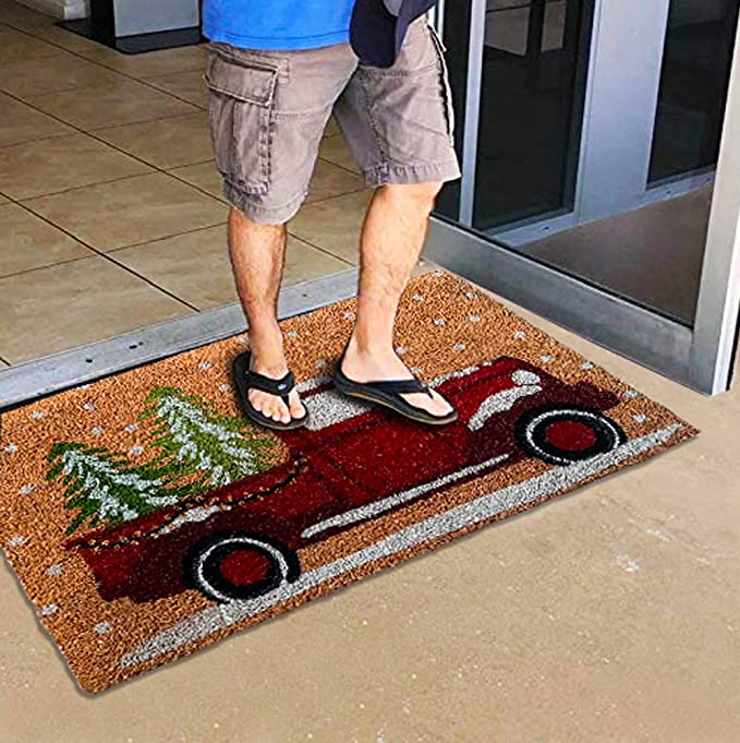 Mats Avenue Heavy Duty Coir Natural Printed Welcome Christmas Theme Door Mat (60x90 cm)