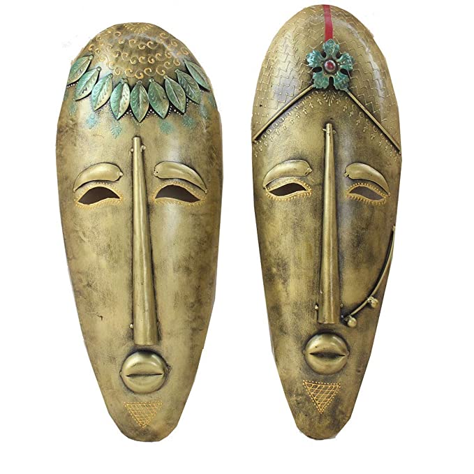 Naturals Export Wall Hanging Handicraft African Mask (Set of 2) 21 Inches