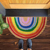 Mats Avenue Half Moon Bright Rainbow Theme Hand Painted Coir Door Mat (45x75 cm)