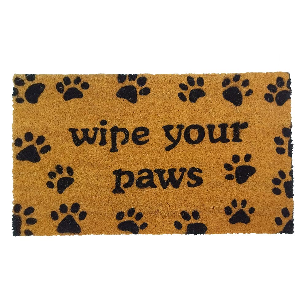 Mats Avenue Wipe Your Paws Theme Coir Door Mat Rubber Backed (45X75 cm)