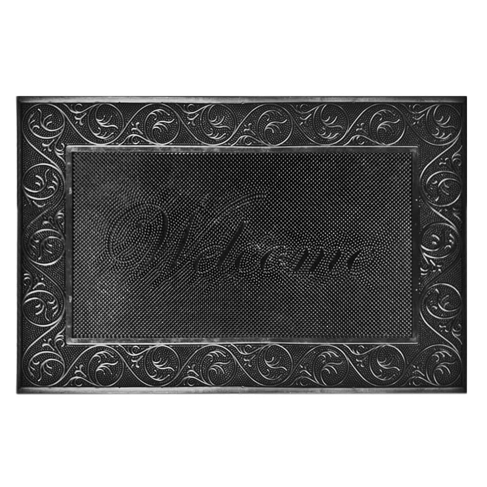 Mats Avenue Rubber Molded Rubber Pin Mat Welcome Theme (60x90cm), Black