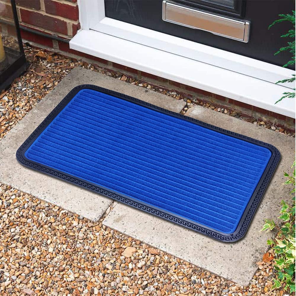 Mats Avenue Soft PP Rubber Backed Door Mat Stripped Pattern (45x75cm), Blue