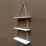 3-Tier Wall Hanging Shelf With Cross Jute Rope