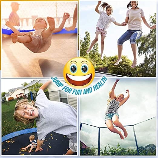 Fitness Guru Trampoline for Kids with Safety Enclosure Net, Basketball Hoop and Ladder (16Ft)
