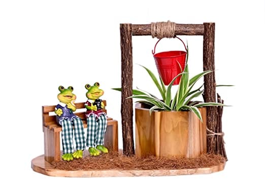 The Weaver's Nest Wishing Well Planter with Figurines Sitting on Bench (35 X 15 X 29 cm)