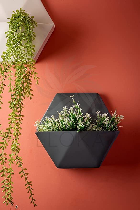 LLOKA Luxurious Fiberglass Wall Mount Pots & Planters - Atita_Hex_01