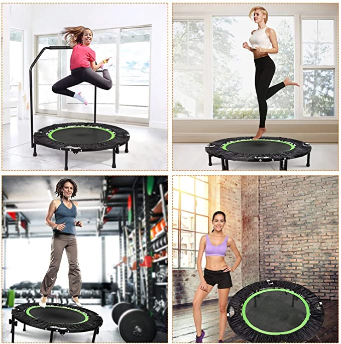 Fitness Guru Max Load 220lbs Rebounder Heavy Duty Finish Trampoline With Safety Pad & Handle