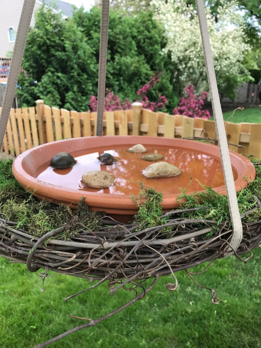Om Craft Villa Terracotta Round Bird Bath (Earth Brown)