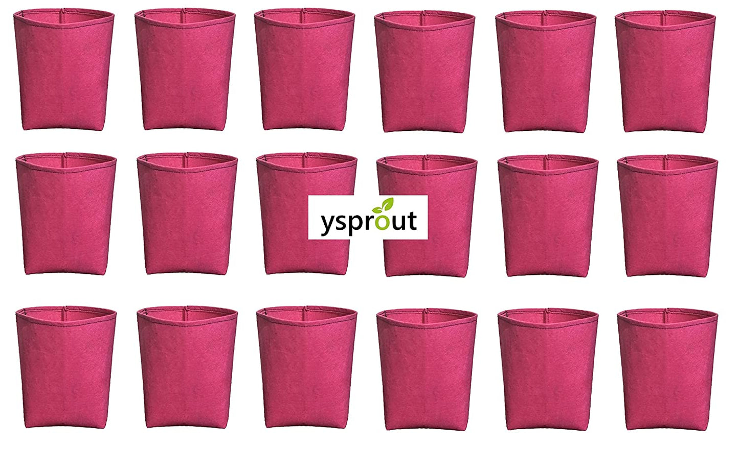 Oxypot 140 GSM Geo Fabric Nursery Grow Bags, Dia 6" X Height 6.5" (Pink Colour), Pack of 18