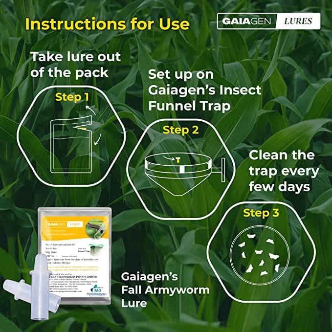 GAIAGEN Pheromone Lure for Fall Armyworm (Spodoptera frugiperda) & Insect Funnel Trap (Combo Pack)- Include - 10 Lures & 10 Traps