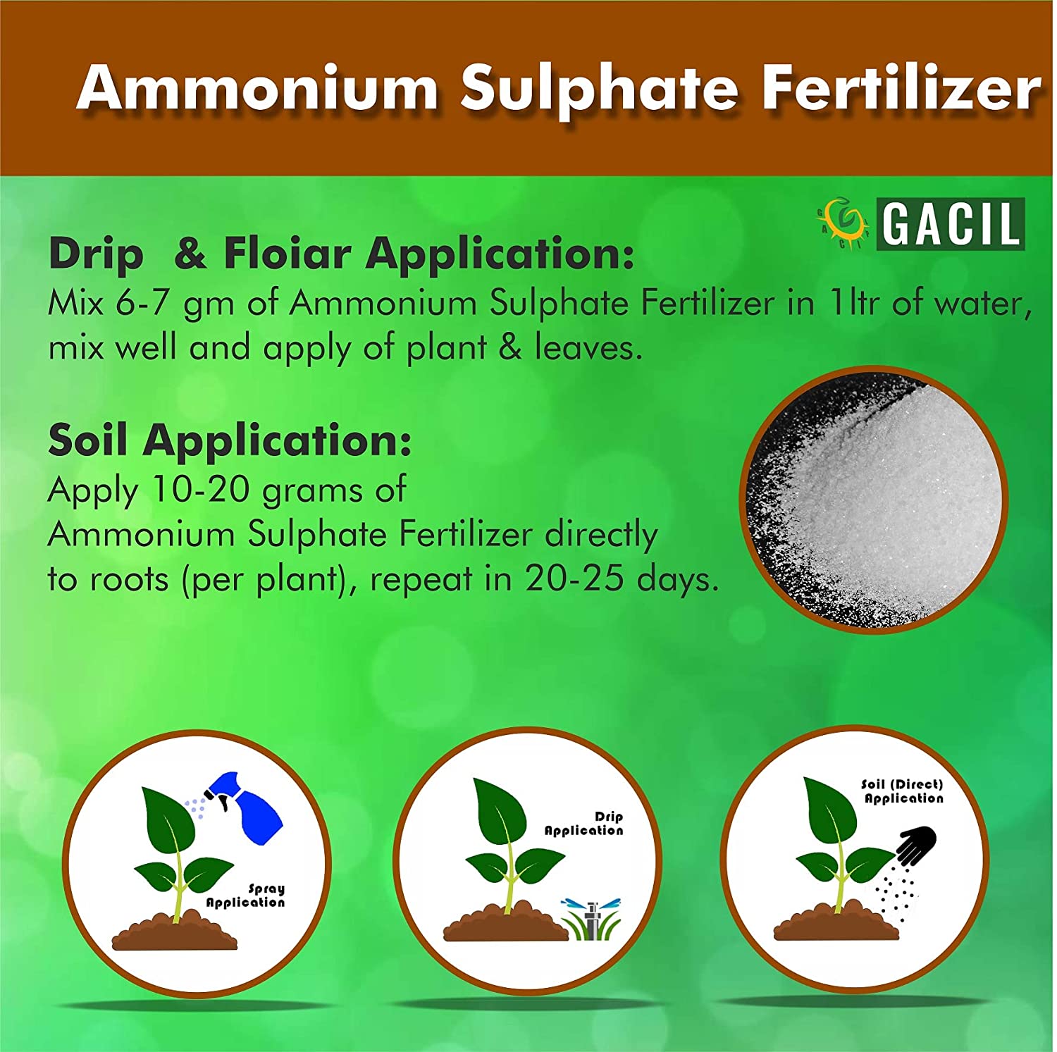Gacil Ammonium Sulphate Fertilizer Powder (5 kg Bag)
