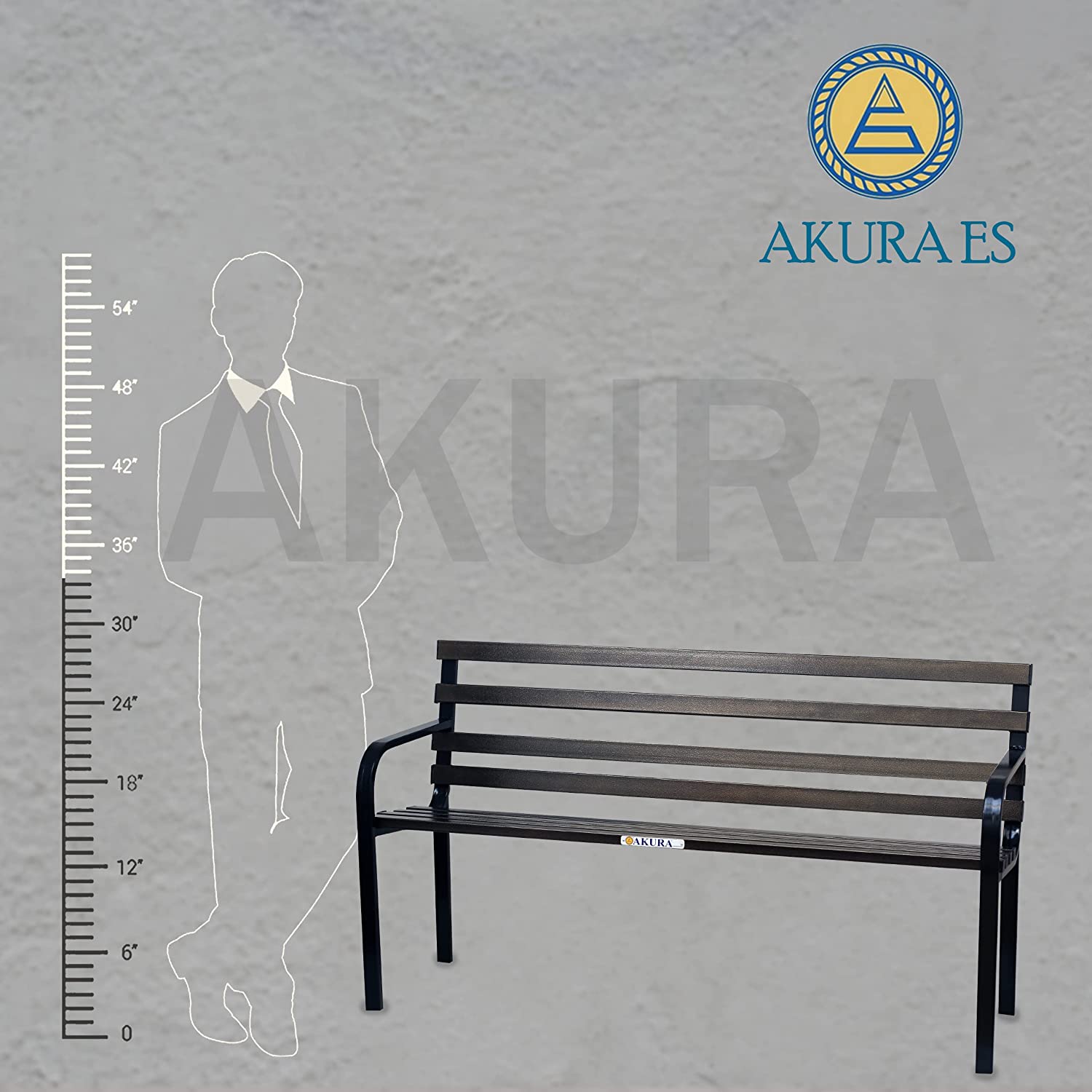 Akura 2 Seater Metal Bench (Black)