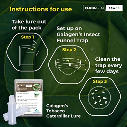GAIAGEN Pheromone Lures for Tobacco Caterpillar (Spodoptera litura) & Insect Funnel Trap (Combo Pack)- Include - 10 Lures & 10 Traps