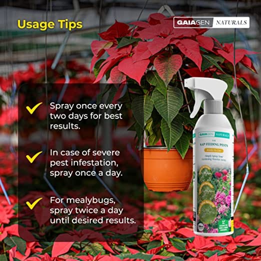 GAIAGEN Naturals for Sap Feeding Pests- 500ml(Ready To Use), Non-Insecticidal Formulation for Control of Aphids, Mealybugs, Thrips, Whiteflies & Mites