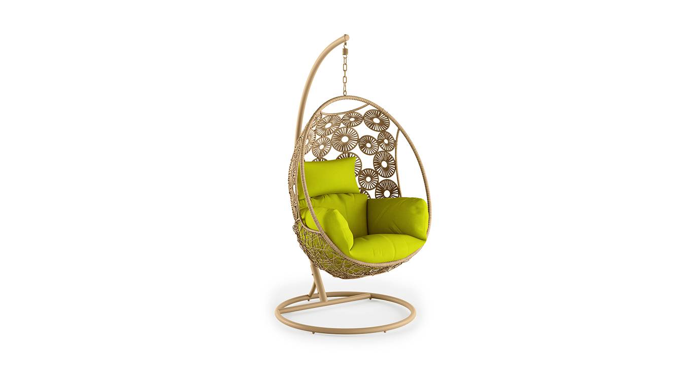 Dreamline Single Seater Hanging Swing With Stand For Balcony & Garden (Round Design)