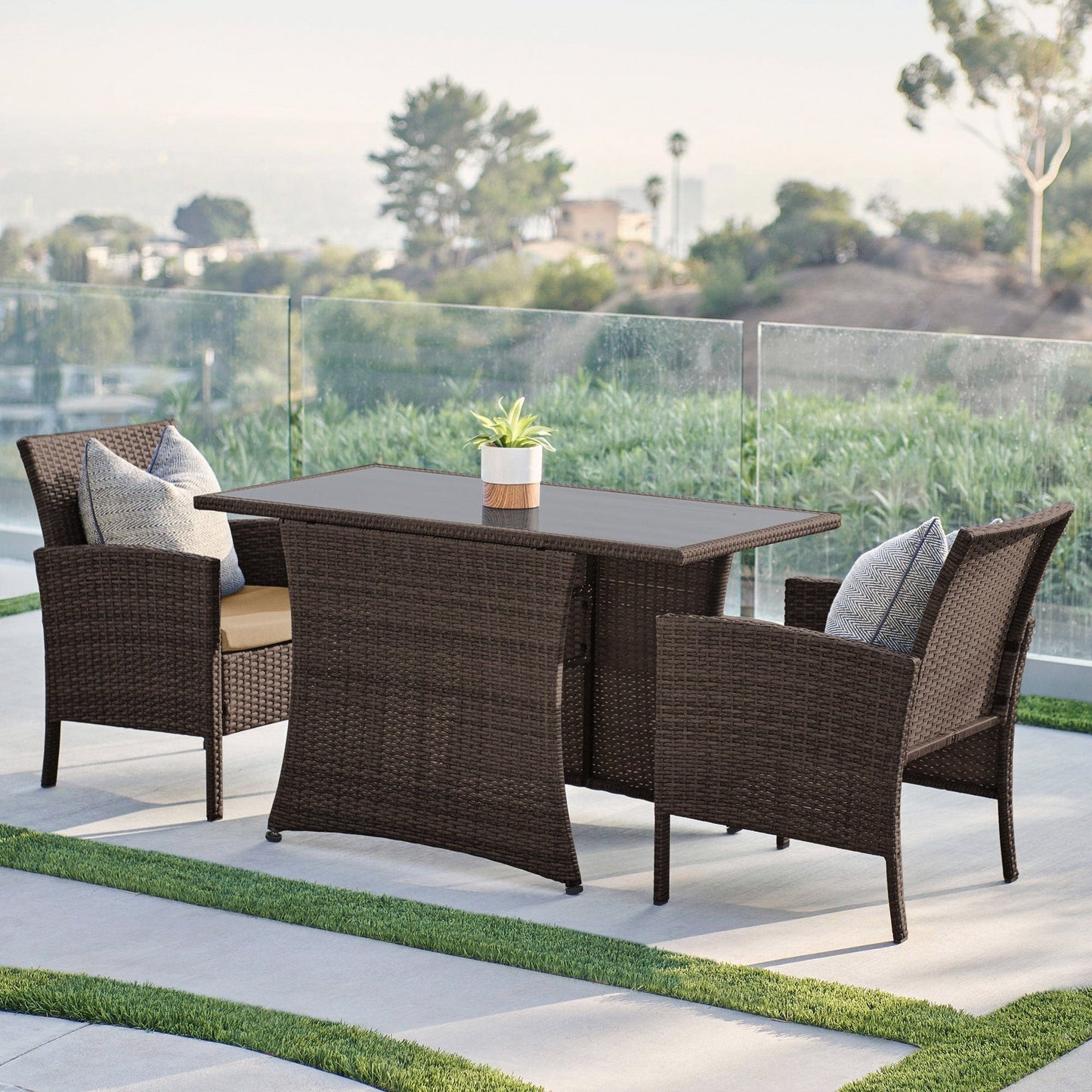 Dreamline Outdoor Garden/Balcony Patio Seating Set 1+2, 2 Chairs Rectangle Shaped Table (Easy To Handle)