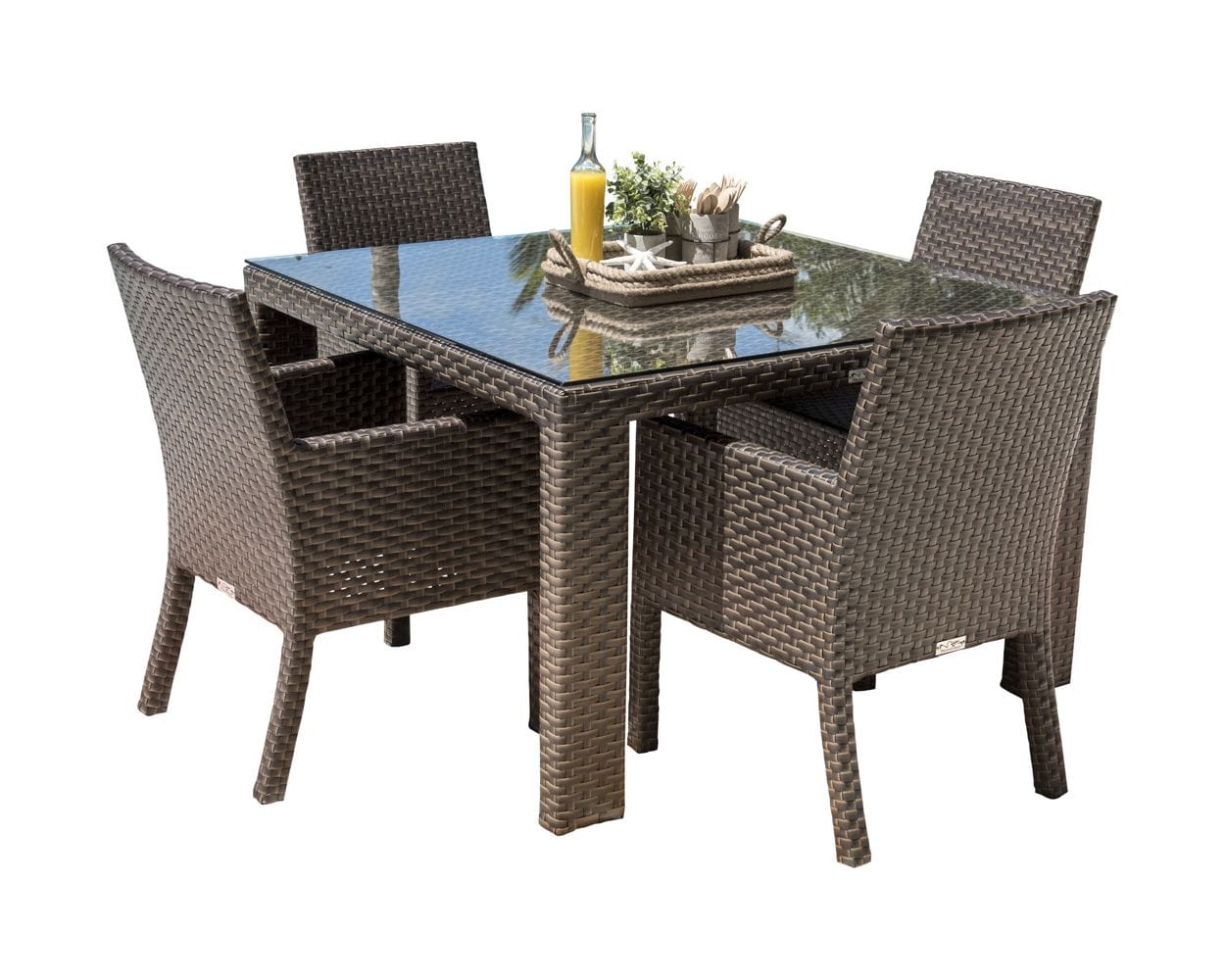 Dreamline Outdoor Garden Patio Dining Set 4 Chairs And 1 Table Set (Brown, Outdoor)