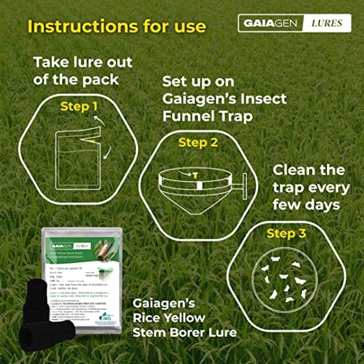 GAIAGEN Pheromone Lure for Rice Yellow Stem Borer(Scirpophaga incertulas) & Insect Funnel Trap (Combo Pack)- Include - 10 Lures & 10 Traps