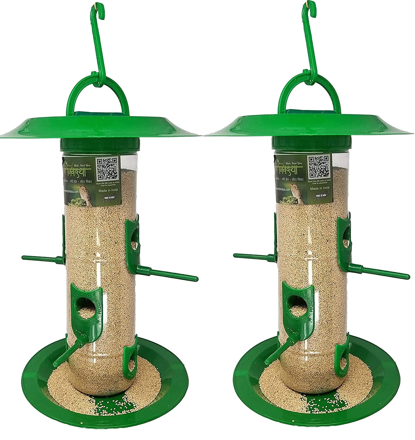 Amijivdaya Bird Feeder With Hut (Large)- Pack of 2