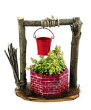 The Weaver's Nest Wood Wishing Well Planter (Red and Brown)