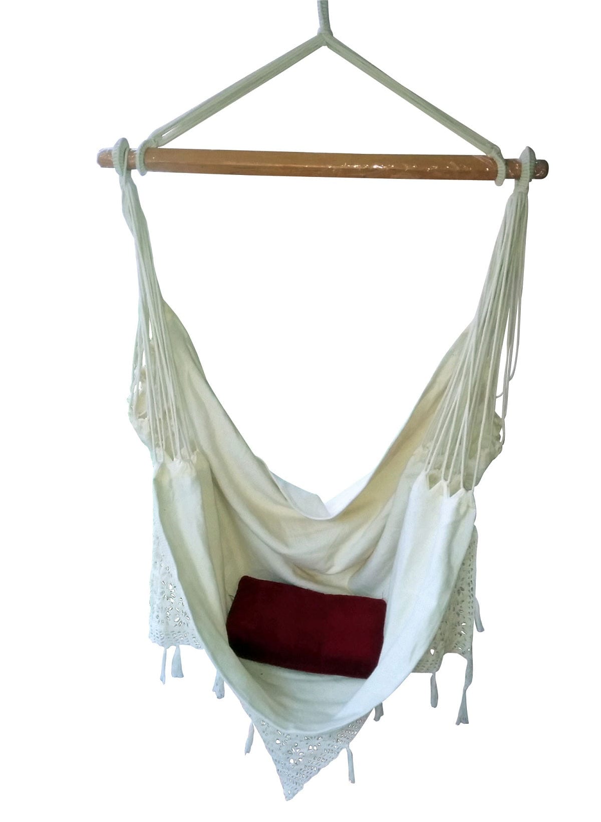 Durable Thick Canvas Swing With Decorative Crochet, Weight Capacity 113 kg- 100W X 130H cm