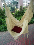 Durable Thick Canvas Swing With Decorative Crochet, Weight Capacity 113 kg- 100W X 130H cm