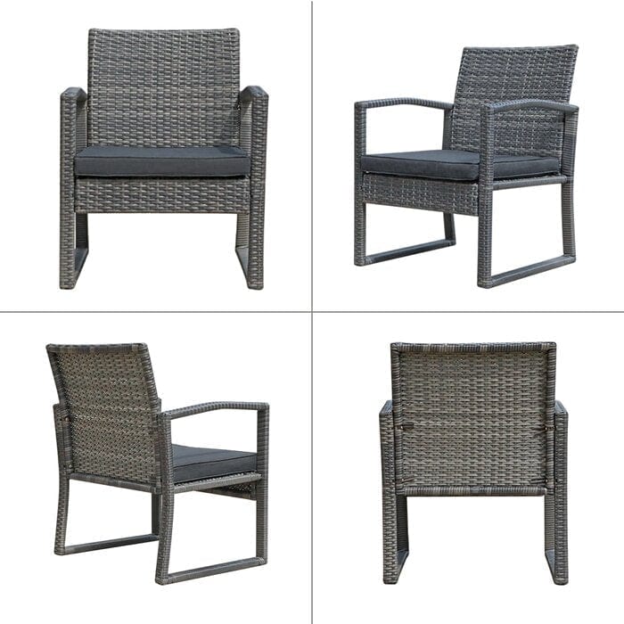 Dreamline Outdoor Garden/Balcony Patio Seating Set 1+2, 2 Square Shaped Chairs And Table Set (Silver)