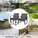 Dreamline Outdoor Garden/Balcony Patio Seating Set 1+2, 2 Square Shaped Chairs And Table Set (Silver)