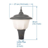 BENE Adam-Style Garden Light 27 Cms - Fitted With 20w Warm Yellow LED (Milky, Grey)