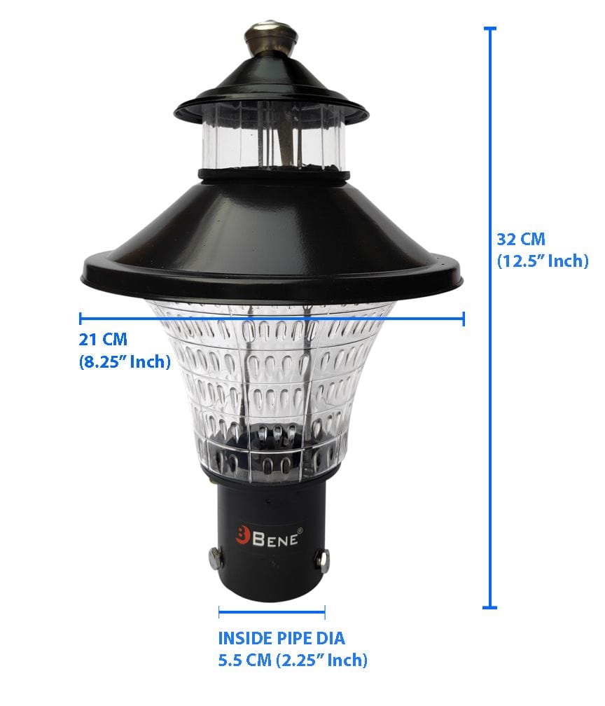BENE Buono Outdoor Lamp/Gate Light/Garden Light (Black, 21 Cms)