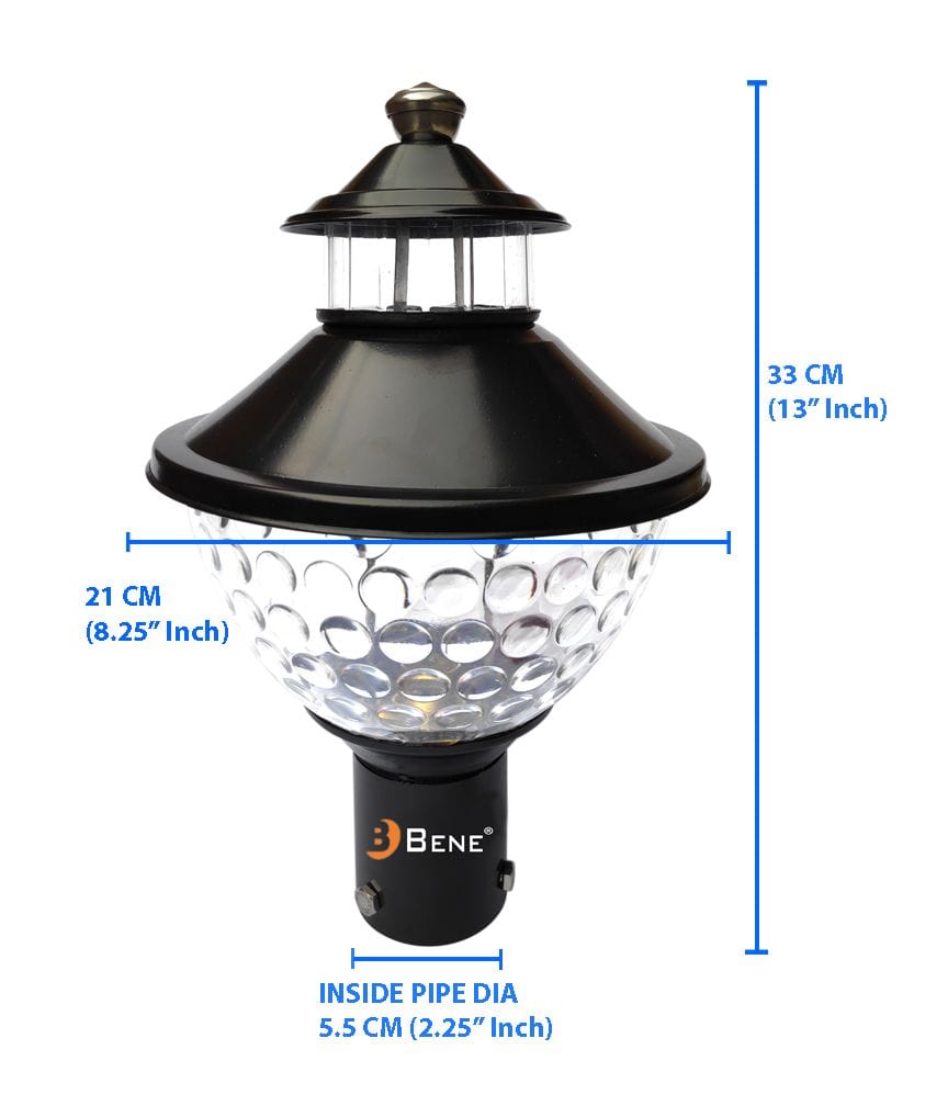 BENE Capo Outdoor Lamp/Gate Light/Garden Light (Black, 21 Cms)