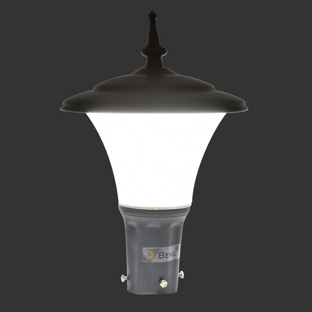 BENE Garden Light Fetor 21 Cms Fitted with 15w White LED (Milky, Grey)