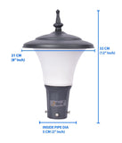 BENE Garden Light Fetor 21 Cms Fitted with 15w White LED (Milky, Grey)