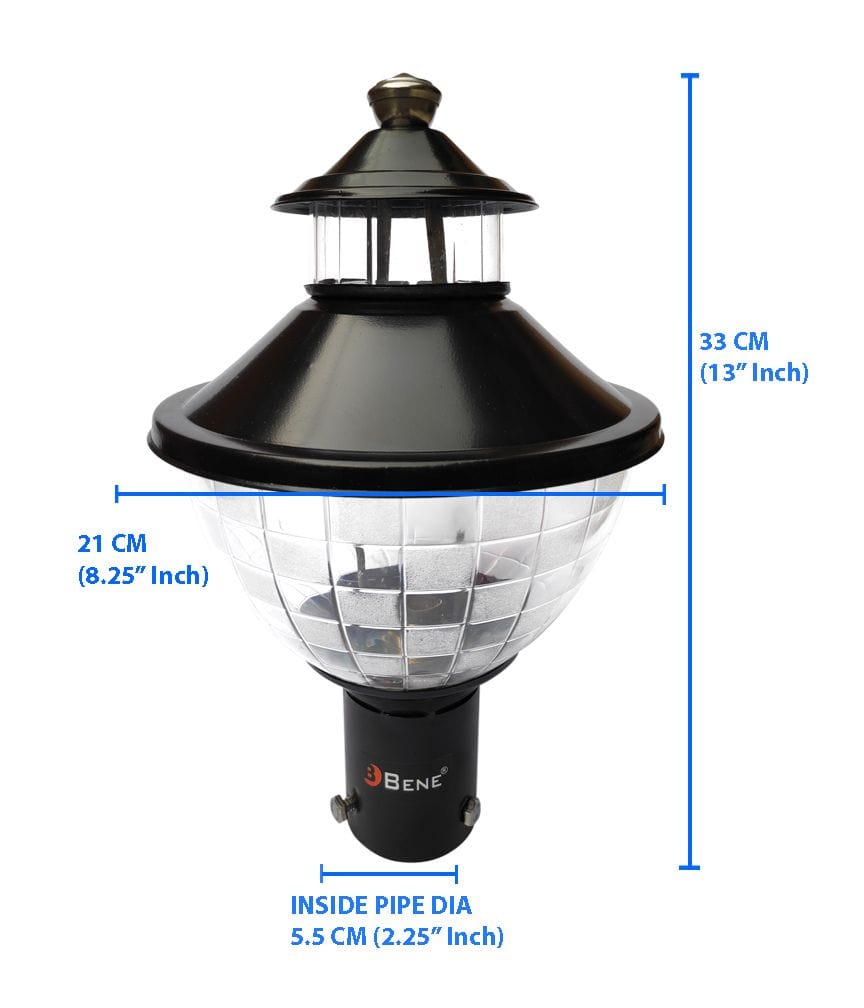 BENE Freddo Outdoor Lamp/Gate Light/Garden Light (Black, 21 Cms)