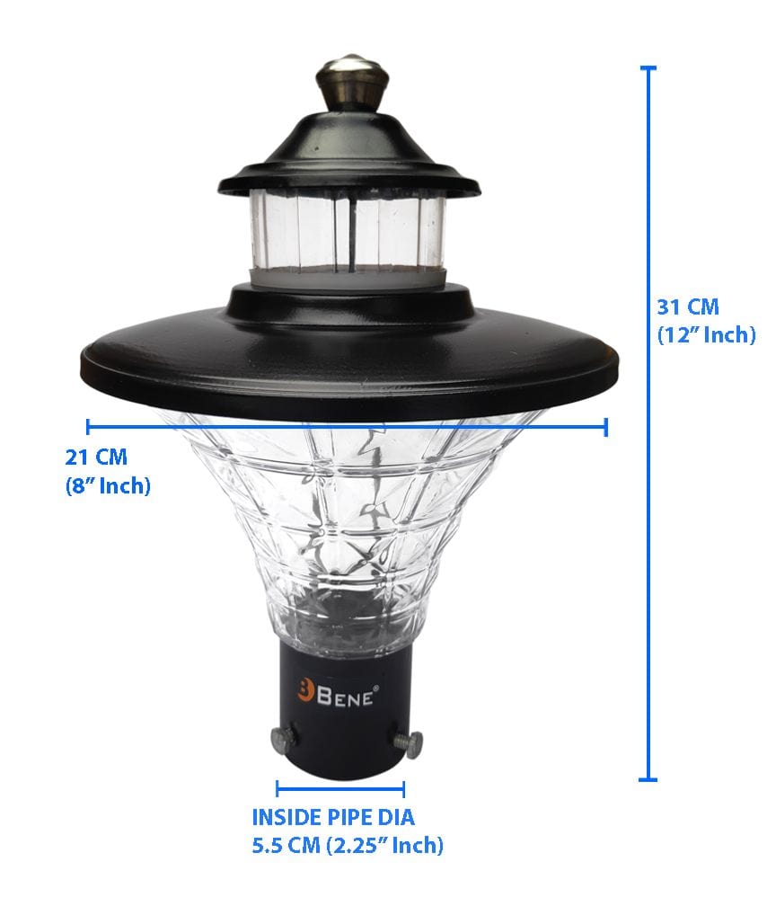 BENE Smuk Gate Light/Garden Light/Outdoor Lamp (Black, 21 Cms)