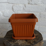 HARSHDEEP Plastic Bello Square 10 Inch Pot With 8 Inch Tray