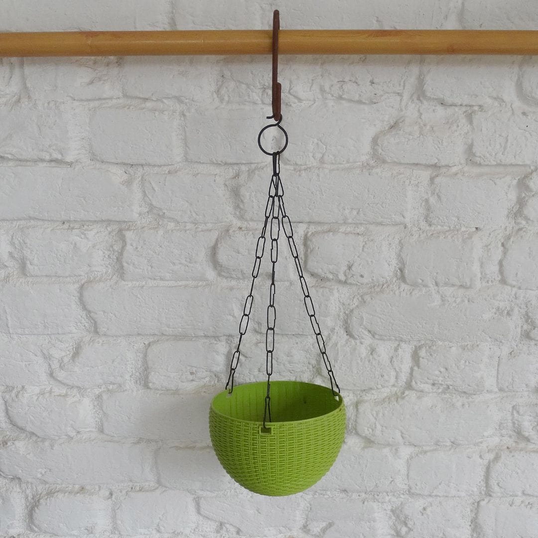 ATLANTIC Plastic Rattan hanging Pot, Dia-7 Inch