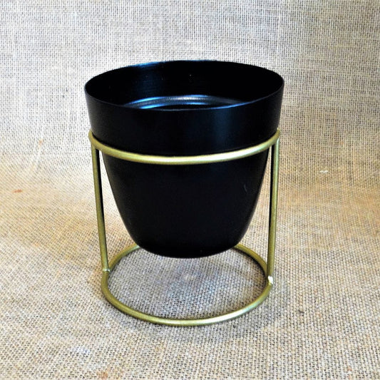 YELLOWTABLE Round Base Metal Stand With Pot, Pot Dia: 4.6 Inch