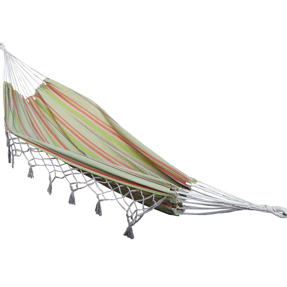 Extra Large Classic Canvas Hammock With Deco Fringes, Weight Capacity 180kg- 140W X 396L cm