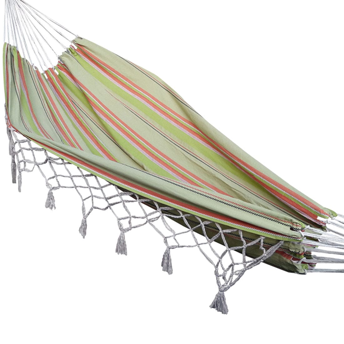 Extra Large Classic Canvas Hammock With Deco Fringes, Weight Capacity 180kg- 140W X 396L cm