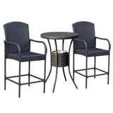 Dreamline Outdoor Garden Patio Bar Set - 2 Chairs And Table Set(Black)