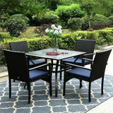 Dreamline Outdoor Furniture Garden Patio Dining Set 4 Chairs And 1 Table Set (Dark Brown)