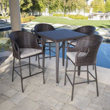 Dreamline Outdoor/Garden/Balcony Patio Bar Table Set - 4 Chairs And 1 Table (Brown)