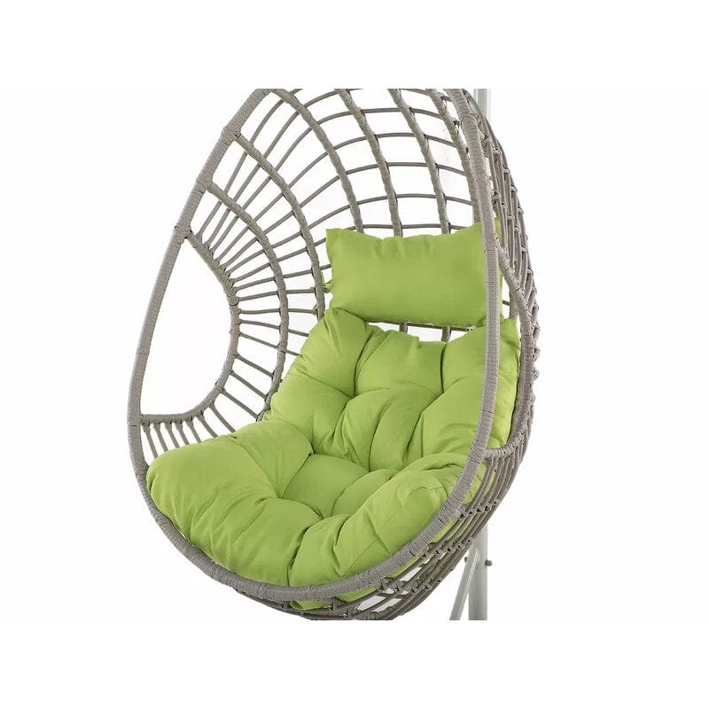 Dreamline Single Seater Round Shaped Hanging Swing Jhula With Stand For Balcony/Garden/Indoor (Green Cushions)